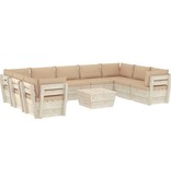 vidaXL 10-delige Loungeset met kussens pallet vurenhout