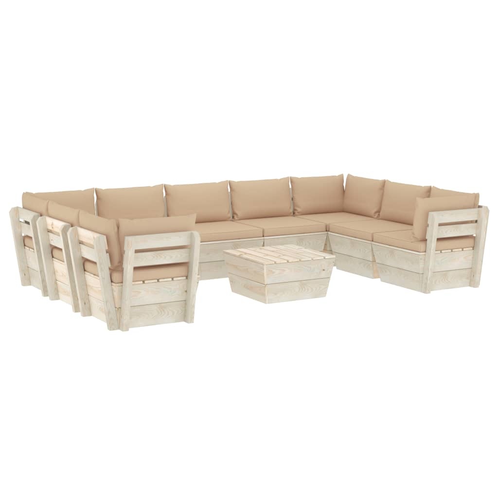 VidaXL 10-delige Loungeset met kussens pallet vurenhout