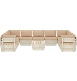 VidaXL 10-delige Loungeset met kussens pallet vurenhout