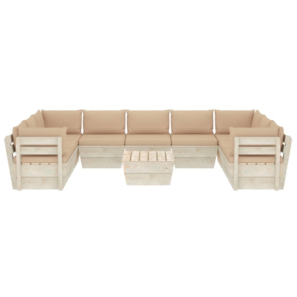 VidaXL 10-delige Loungeset met kussens pallet vurenhout