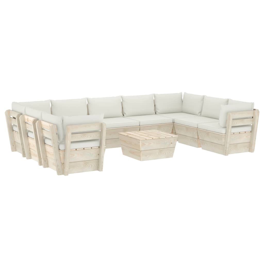 vidaXL 10-delige Loungeset met kussens pallet vurenhout