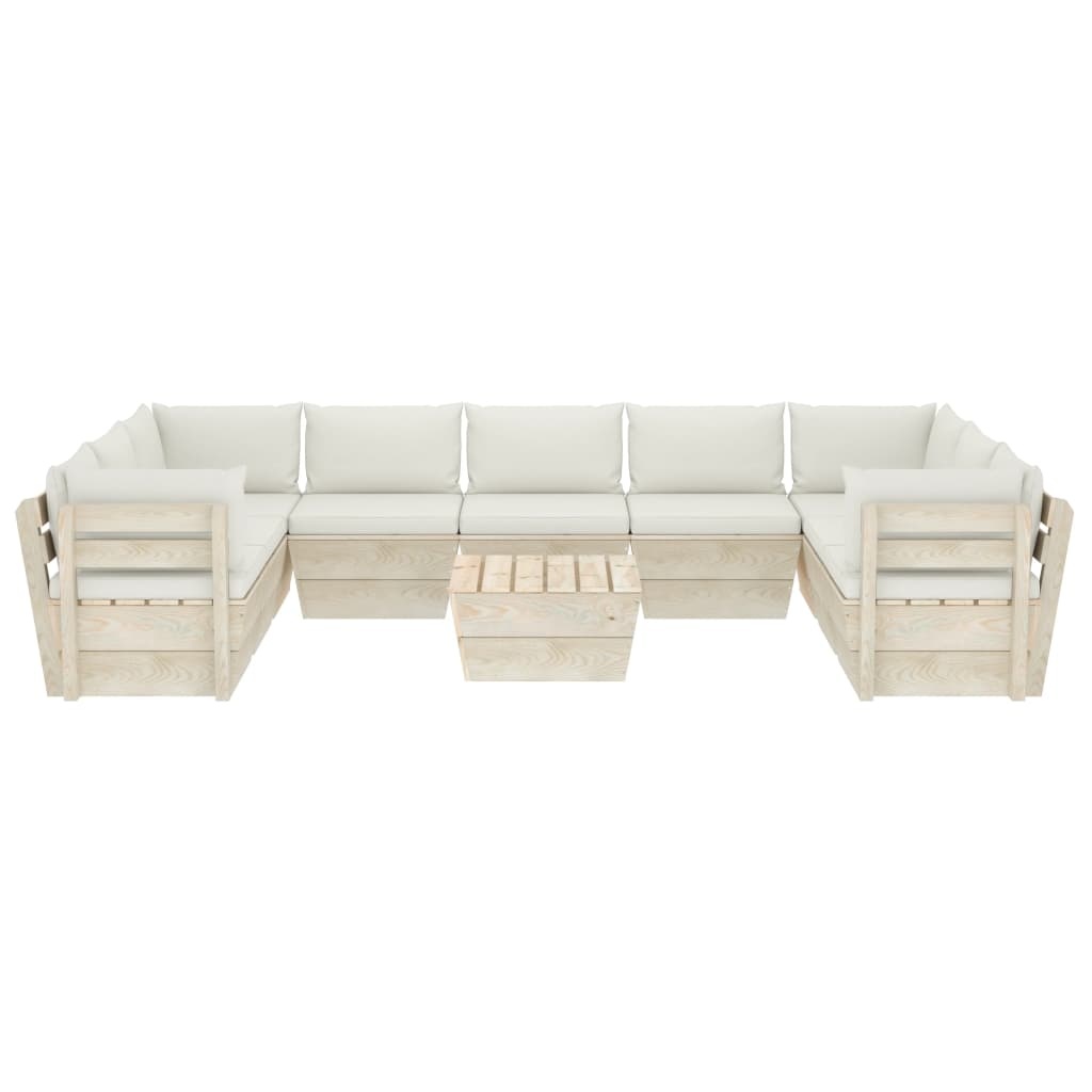 VidaXL 10-delige Loungeset met kussens pallet vurenhout