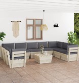 VidaXL 10-delige Loungeset met kussens pallet vurenhout