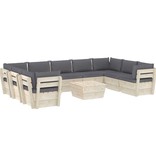 VidaXL 10-delige Loungeset met kussens pallet vurenhout