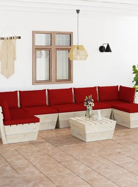 VidaXL 8-delige Loungeset met kussens pallet vurenhout