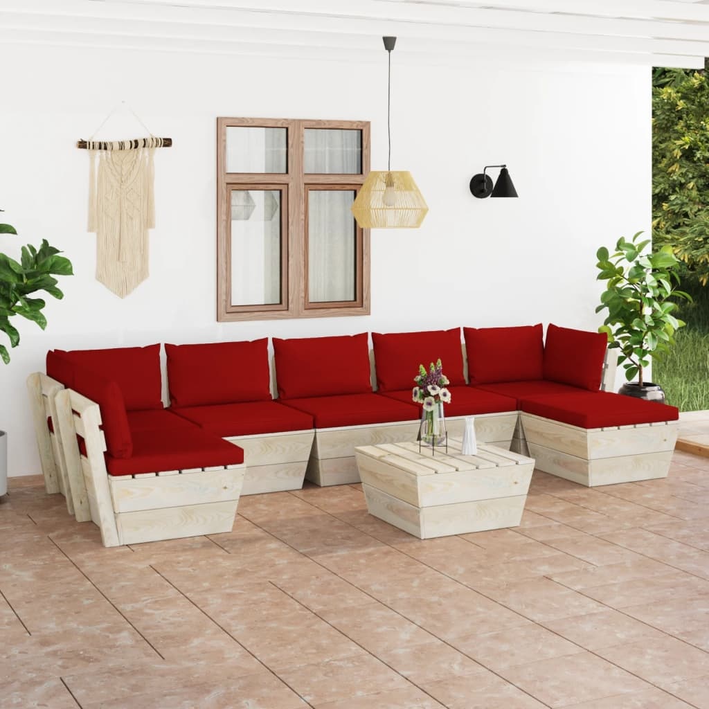 VidaXL 8-delige Loungeset met kussens pallet vurenhout