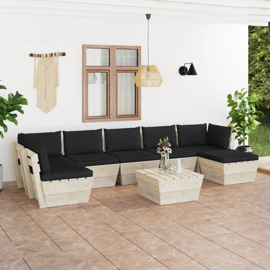 VidaXL 8-delige Loungeset met kussens pallet vurenhout