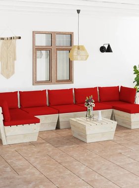VidaXL 8-delige Loungeset met kussens pallet vurenhout