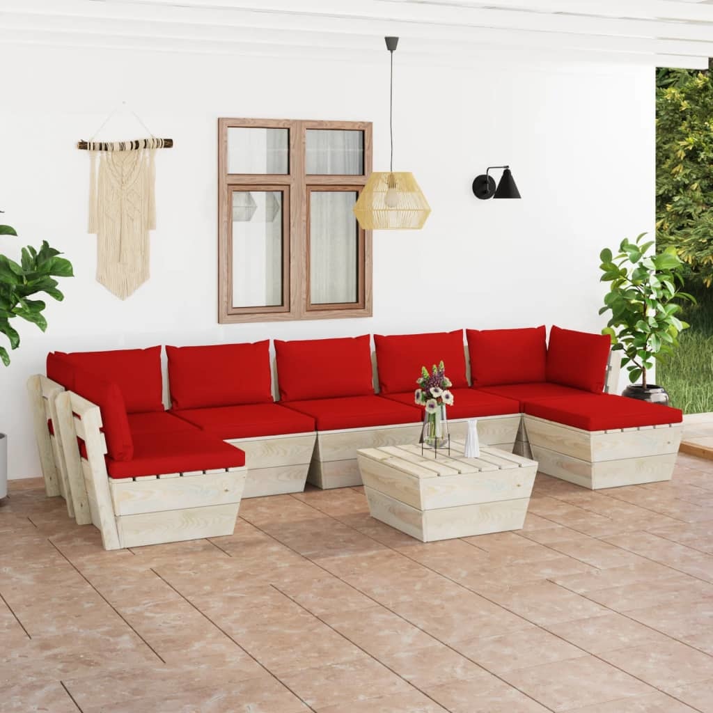 VidaXL 8-delige Loungeset met kussens pallet vurenhout