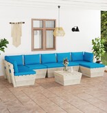 VidaXL 8-delige Loungeset met kussens pallet vurenhout