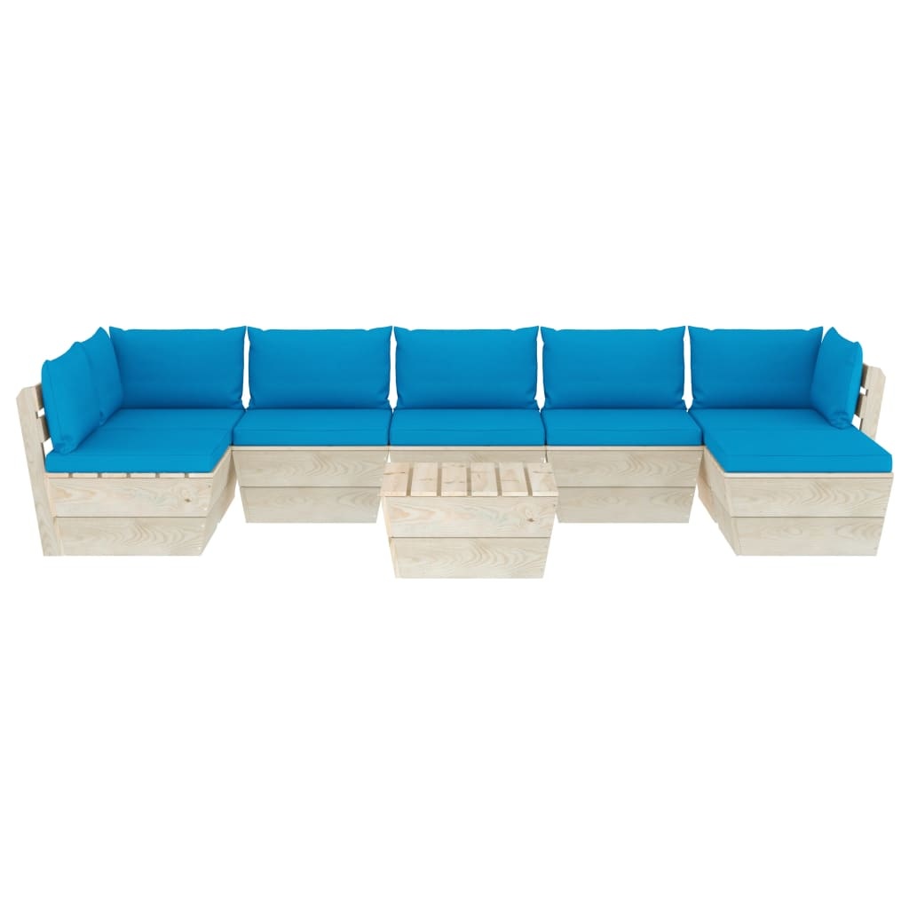 VidaXL 8-delige Loungeset met kussens pallet vurenhout