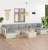 VidaXL 8-delige Loungeset met kussens pallet vurenhout