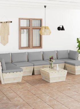 VidaXL 8-delige Loungeset met kussens pallet vurenhout