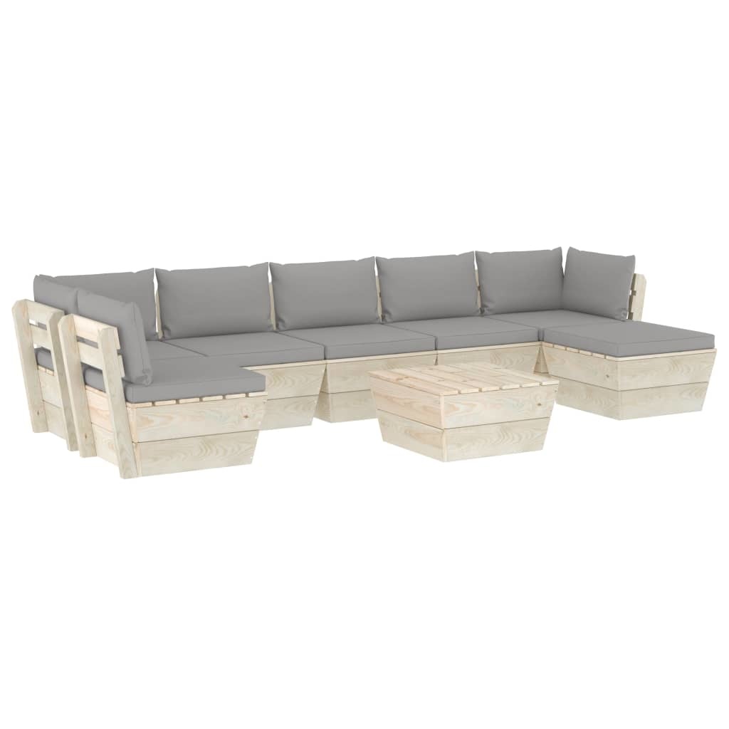 VidaXL 8-delige Loungeset met kussens pallet vurenhout