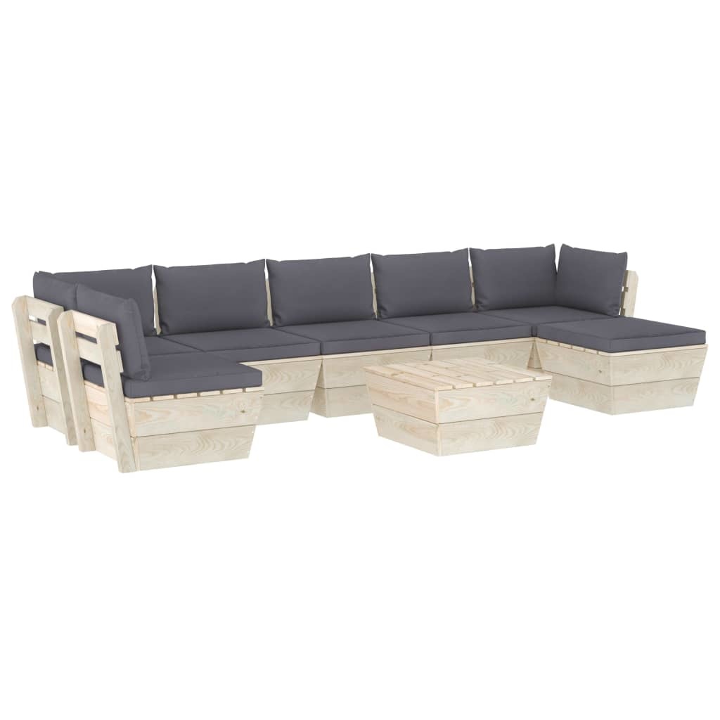 VidaXL 8-delige Loungeset met kussens pallet vurenhout
