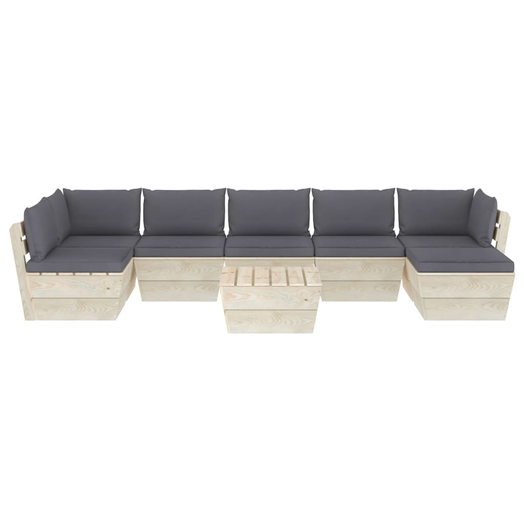 VidaXL 8-delige Loungeset met kussens pallet vurenhout