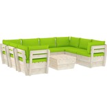 VidaXL 9-delige Loungeset met kussens pallet vurenhout
