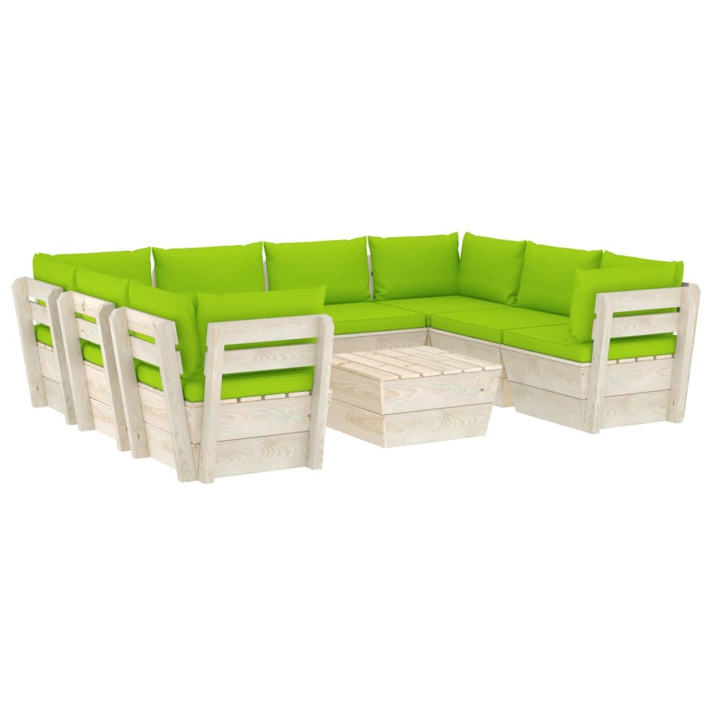 VidaXL 9-delige Loungeset met kussens pallet vurenhout