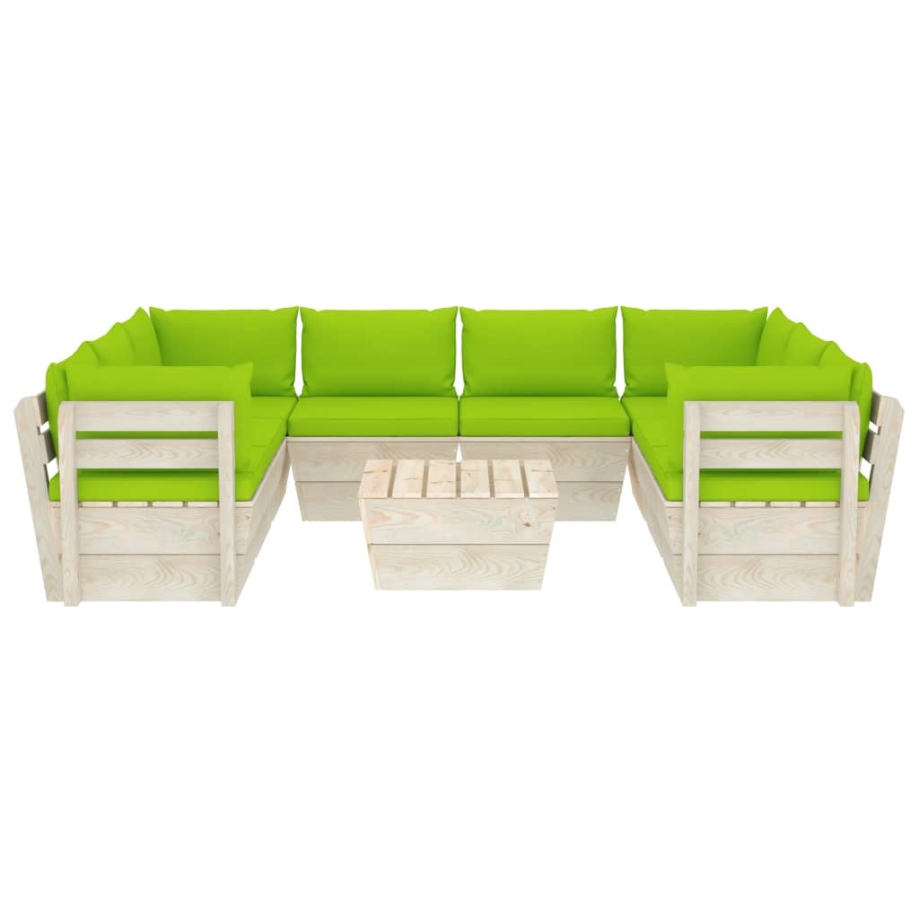 VidaXL 9-delige Loungeset met kussens pallet vurenhout