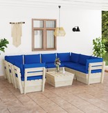 VidaXL 9-delige Loungeset met kussens pallet vurenhout