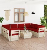 VidaXL 9-delige Loungeset met kussens pallet vurenhout