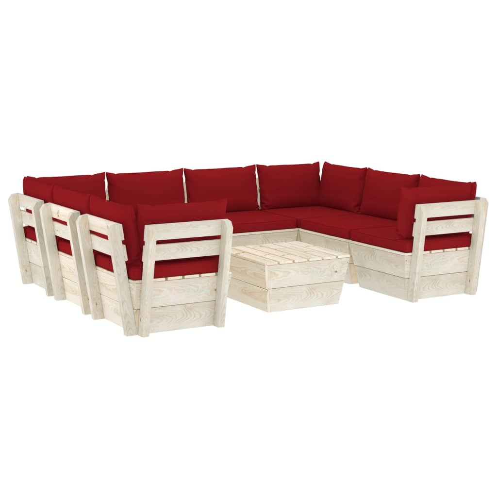 VidaXL 9-delige Loungeset met kussens pallet vurenhout