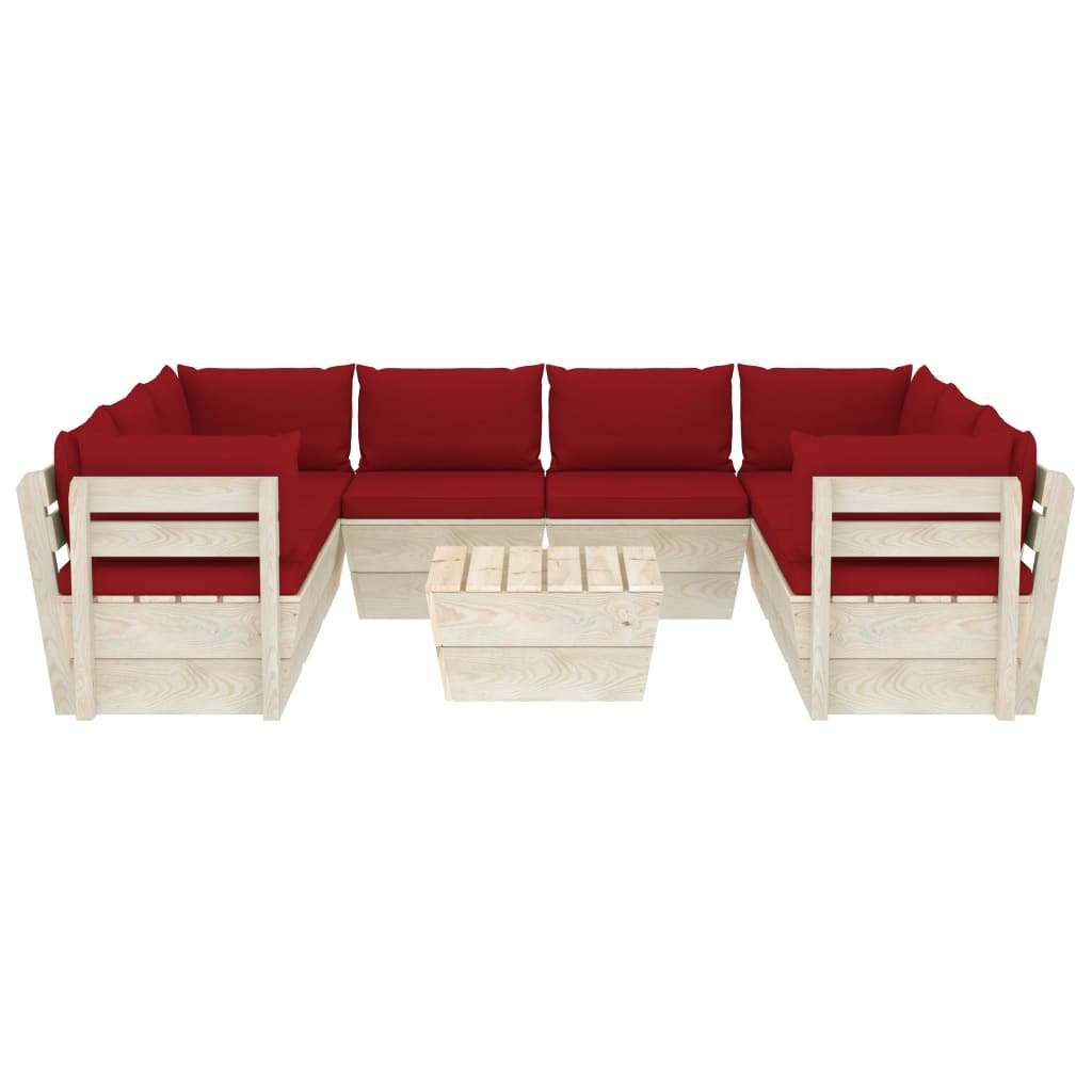 VidaXL 9-delige Loungeset met kussens pallet vurenhout