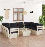 VidaXL 9-delige Loungeset met kussens pallet vurenhout