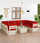 VidaXL 9-delige Loungeset met kussens pallet vurenhout