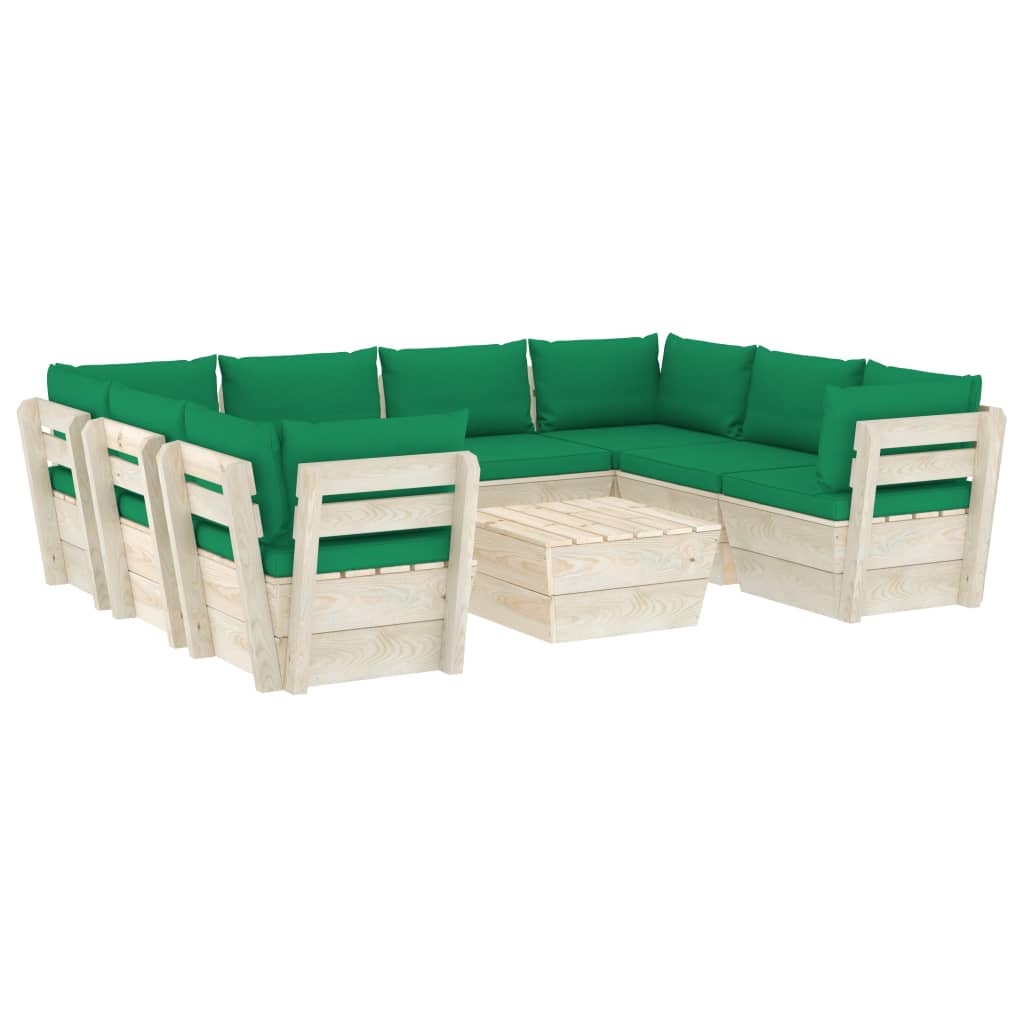 VidaXL 9-delige Loungeset met kussens pallet vurenhout