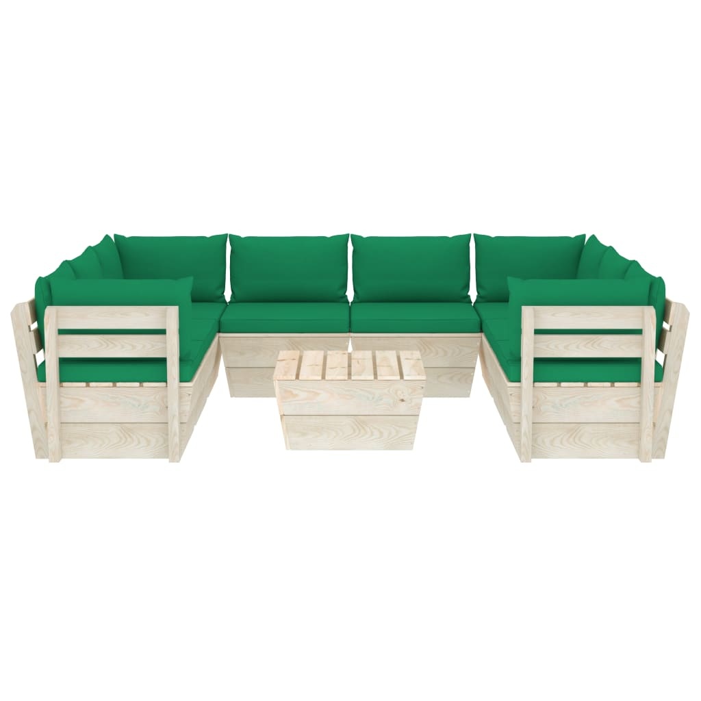 VidaXL 9-delige Loungeset met kussens pallet vurenhout