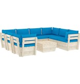 VidaXL 9-delige Loungeset met kussens pallet vurenhout