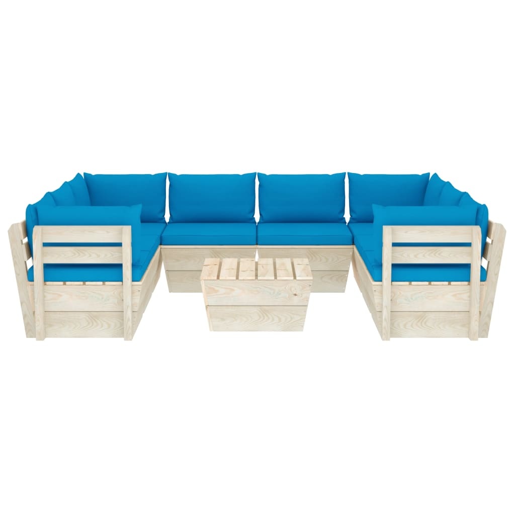 VidaXL 9-delige Loungeset met kussens pallet vurenhout