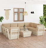 VidaXL 9-delige Loungeset met kussens pallet vurenhout