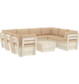 VidaXL 9-delige Loungeset met kussens pallet vurenhout
