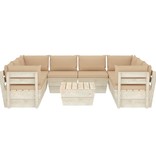 VidaXL 9-delige Loungeset met kussens pallet vurenhout
