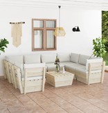 VidaXL 9-delige Loungeset met kussens pallet vurenhout