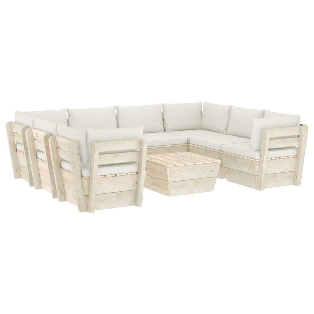 VidaXL 9-delige Loungeset met kussens pallet vurenhout
