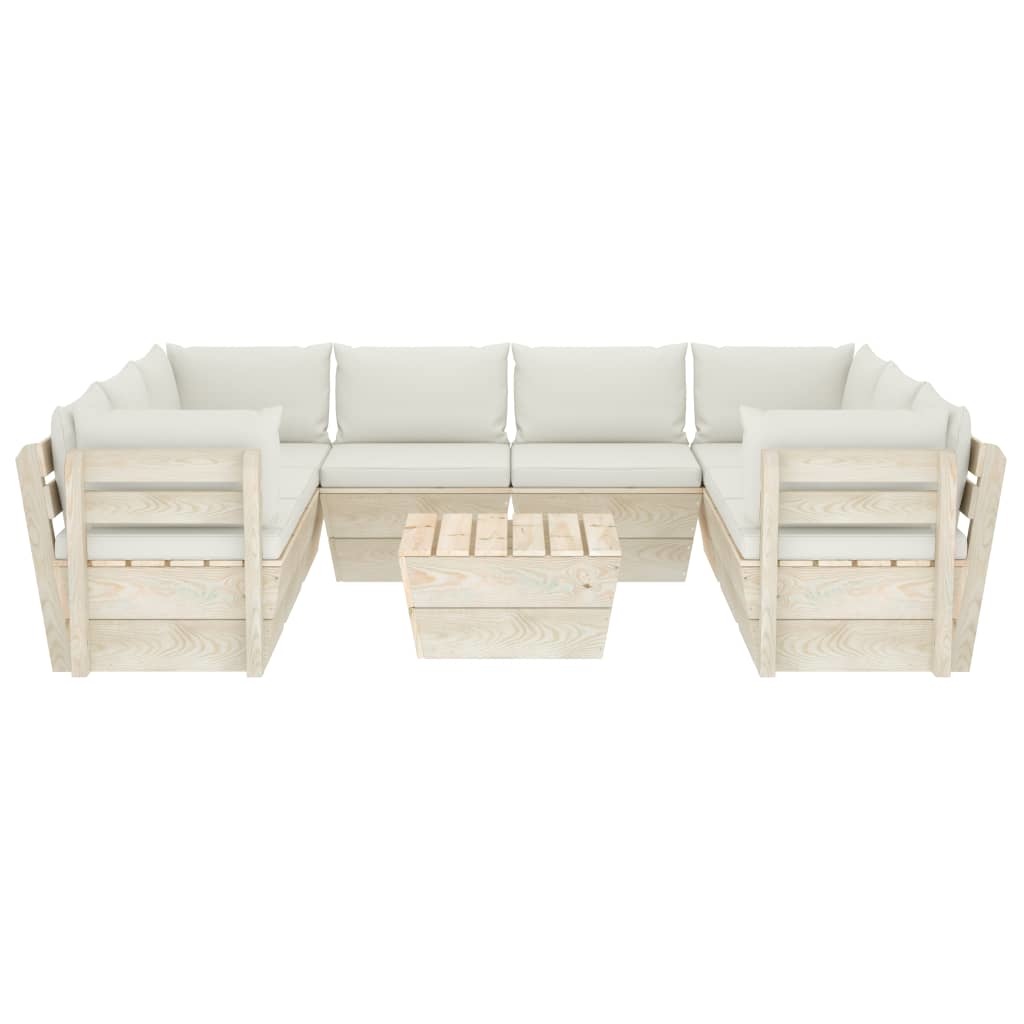 VidaXL 9-delige Loungeset met kussens pallet vurenhout