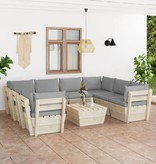 VidaXL 9-delige Loungeset met kussens pallet vurenhout