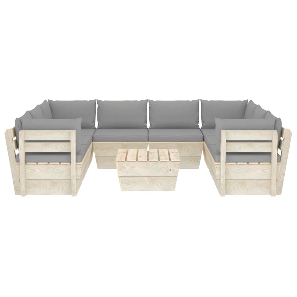 VidaXL 9-delige Loungeset met kussens pallet vurenhout
