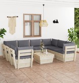 VidaXL 9-delige Loungeset met kussens pallet vurenhout