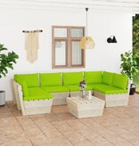 VidaXL 7-delige Loungeset met kussens pallet vurenhout