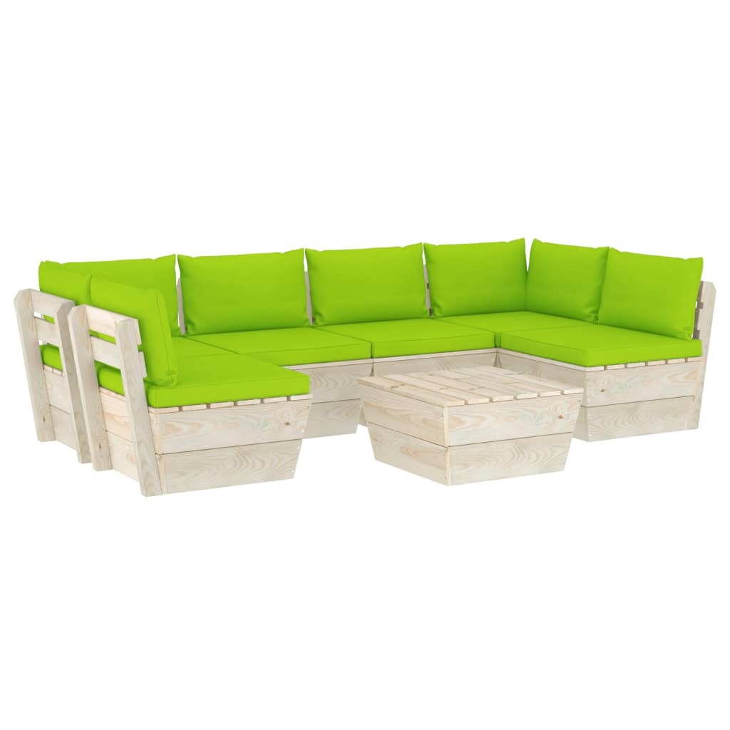 VidaXL 7-delige Loungeset met kussens pallet vurenhout