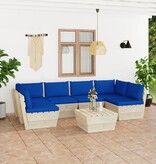 VidaXL 7-delige Loungeset met kussens pallet vurenhout