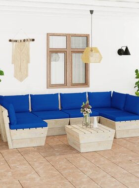 VidaXL 7-delige Loungeset met kussens pallet vurenhout