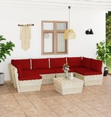 VidaXL 7-delige Loungeset met kussens pallet vurenhout