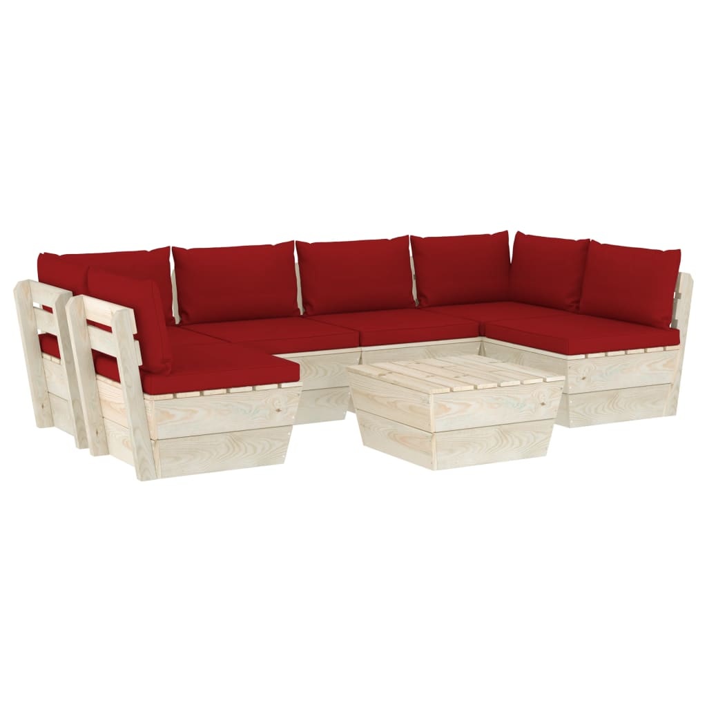 VidaXL 7-delige Loungeset met kussens pallet vurenhout