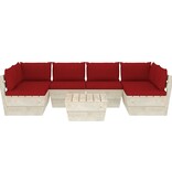 VidaXL 7-delige Loungeset met kussens pallet vurenhout