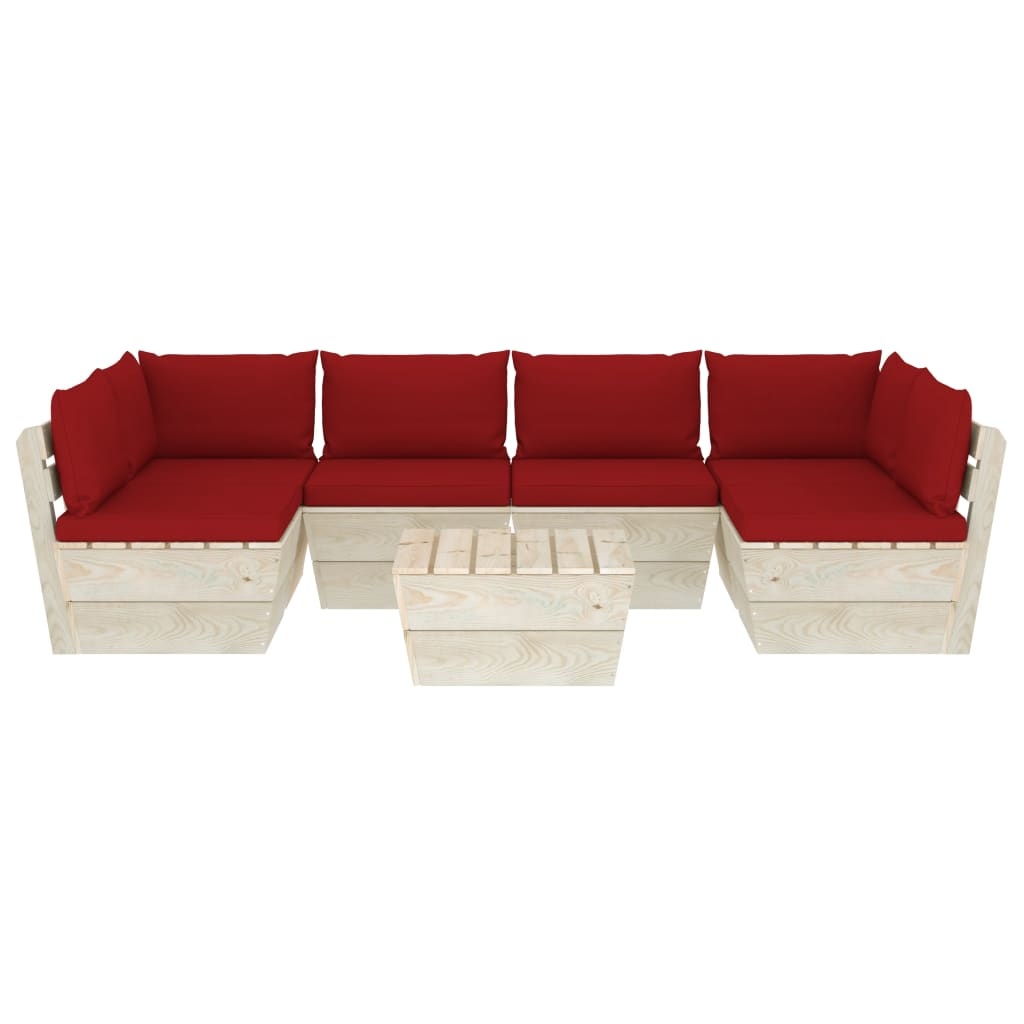 VidaXL 7-delige Loungeset met kussens pallet vurenhout